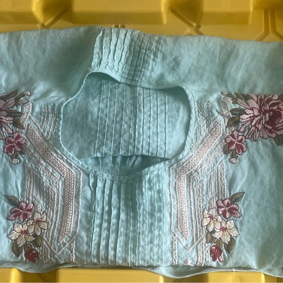 EUC Johnny Was LA Floral Embroidered BOHO Contessa Pintuck Poncho Blouse Size XL - Picture 7 of 15